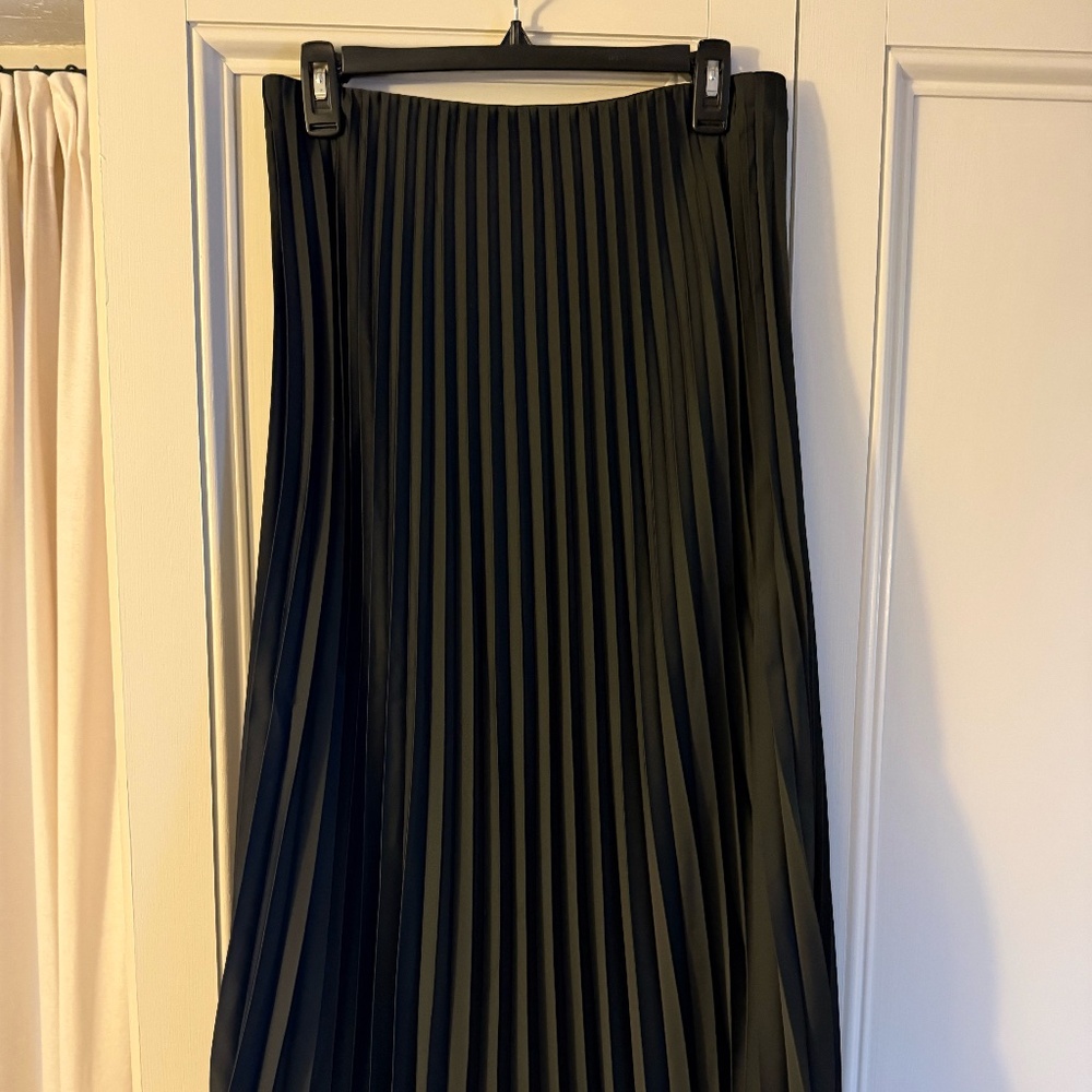 J. Crew Black Pleated Midi Skirt